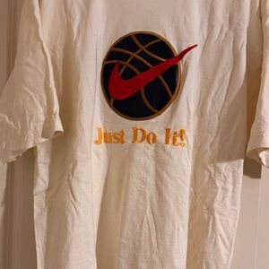 Nike VINTAGE Cream T-Shirt with LEATHER Logo